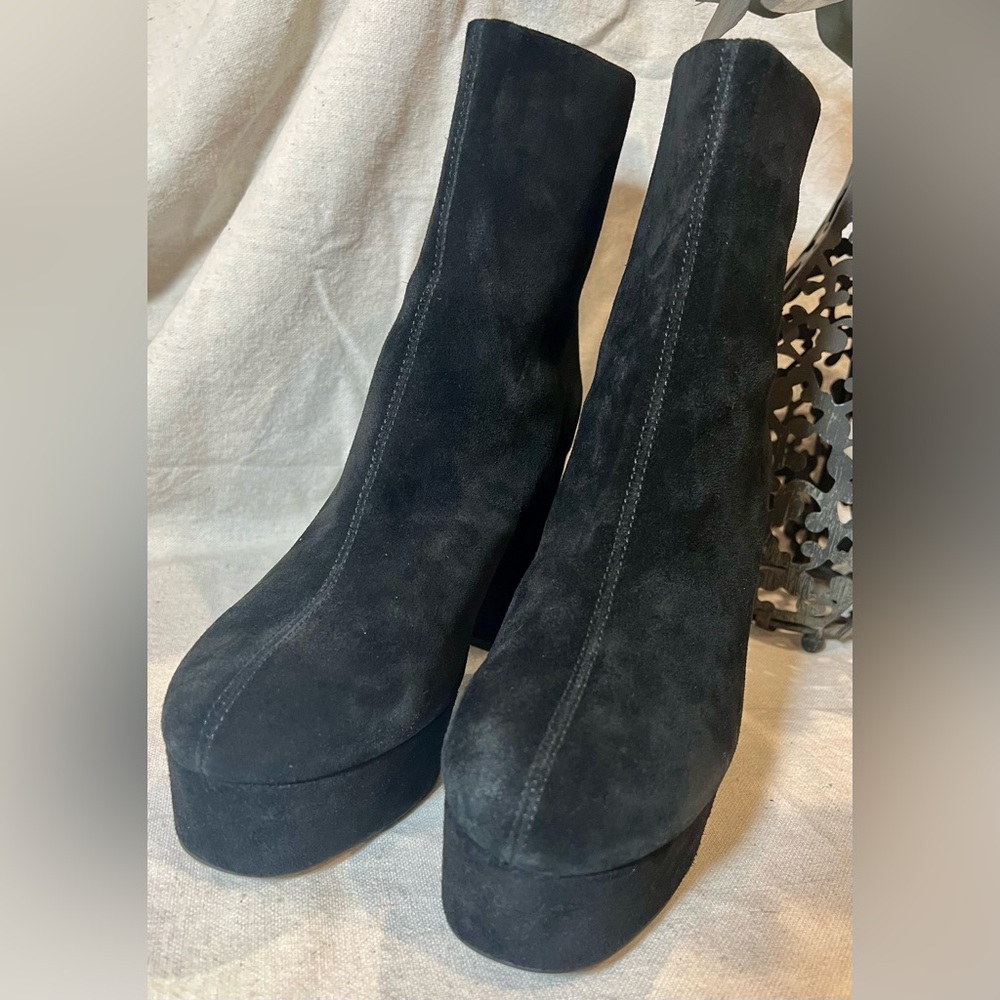 Topshop Black Suede Platform Boots - Picture 7 of 10